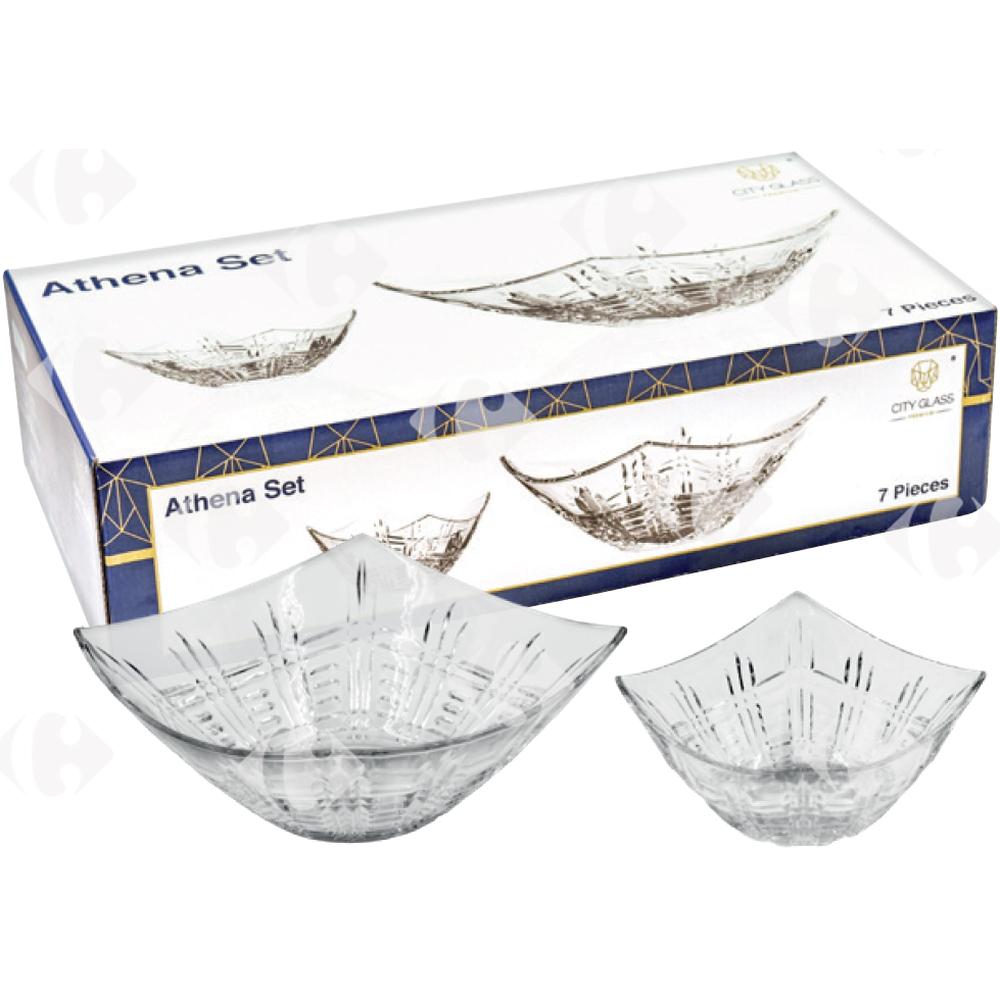 [680002] Service Saladier En Verre Athena 7 pièces.