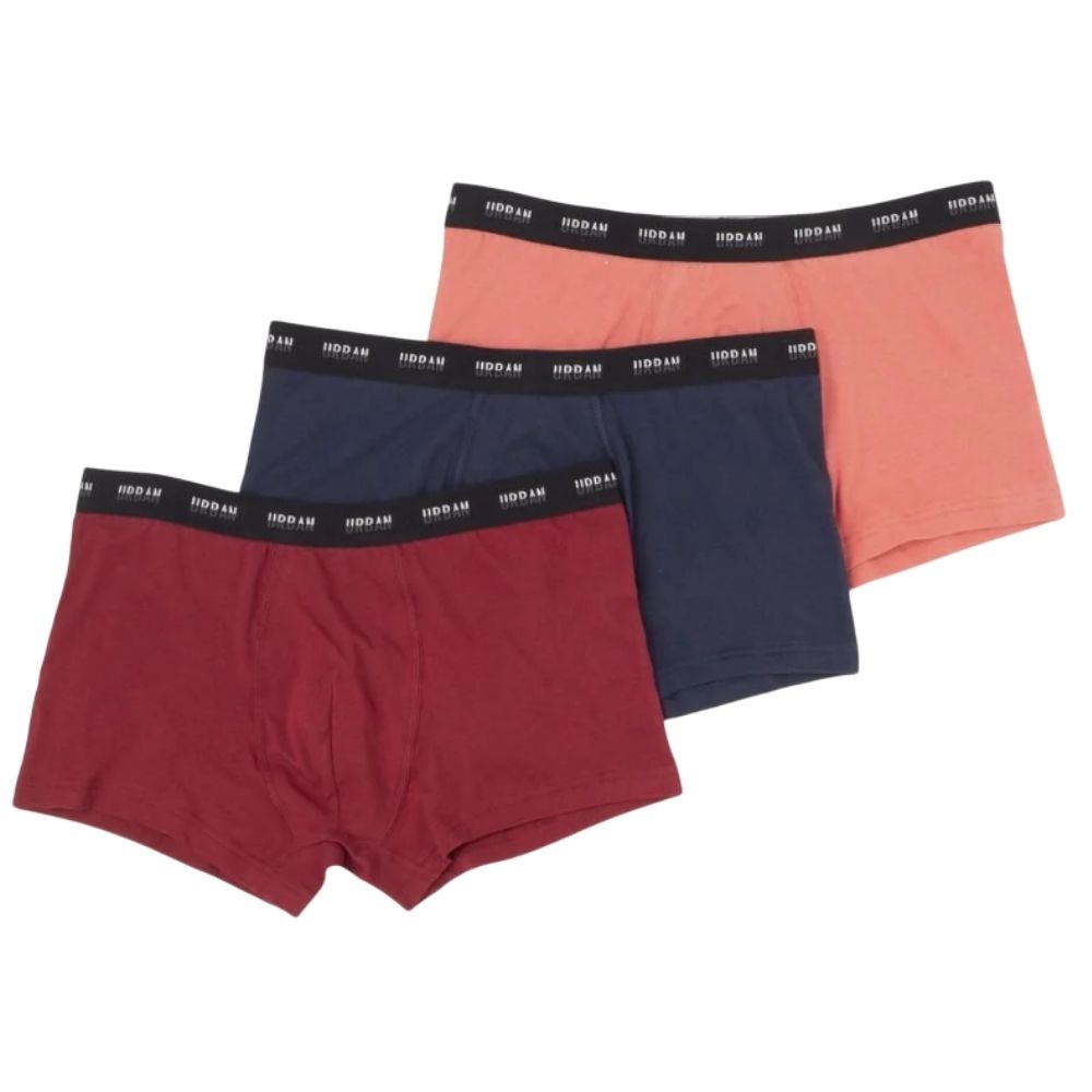Lot 3 Boxers Homme Bicolores Bordeaux