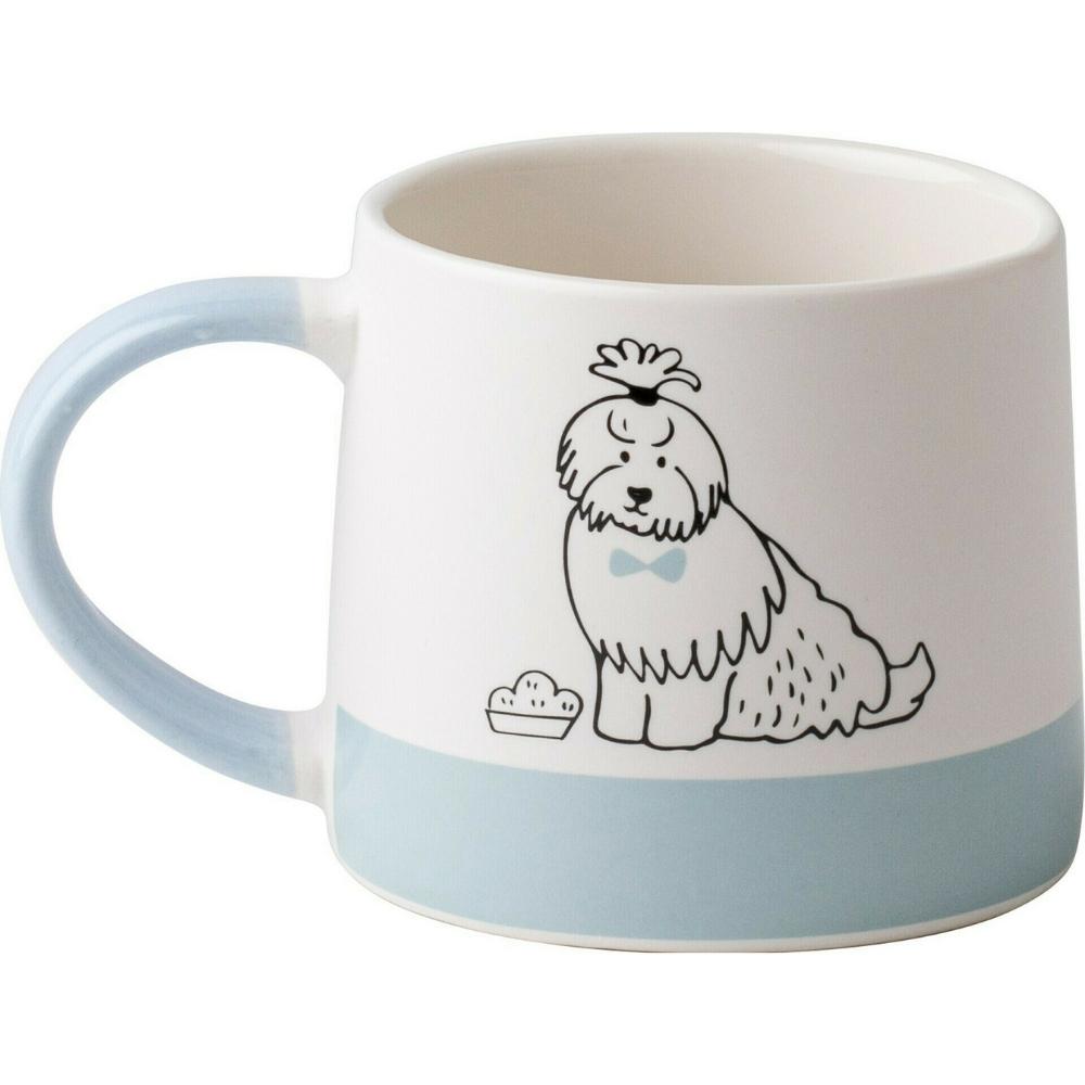 [722007] Mug en Porcelaine Chien Blanc Bleu 38 cl