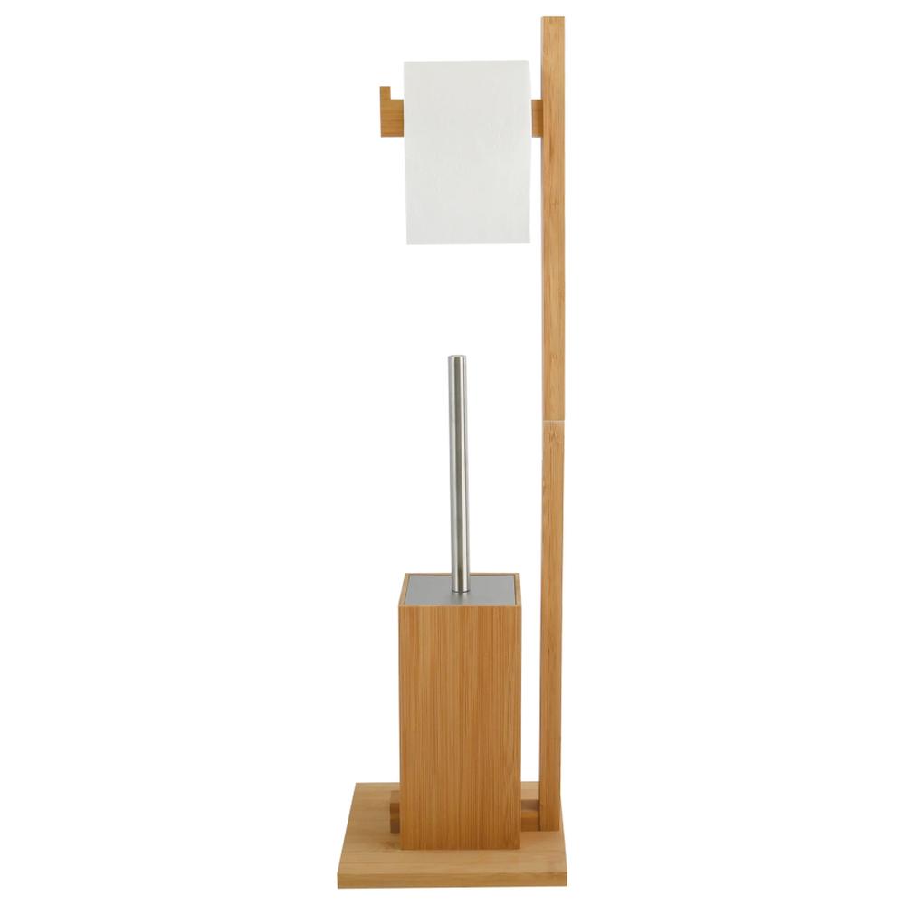 [681752] Support Brosse WC avec Porte Papier Hygiène Bamboo.