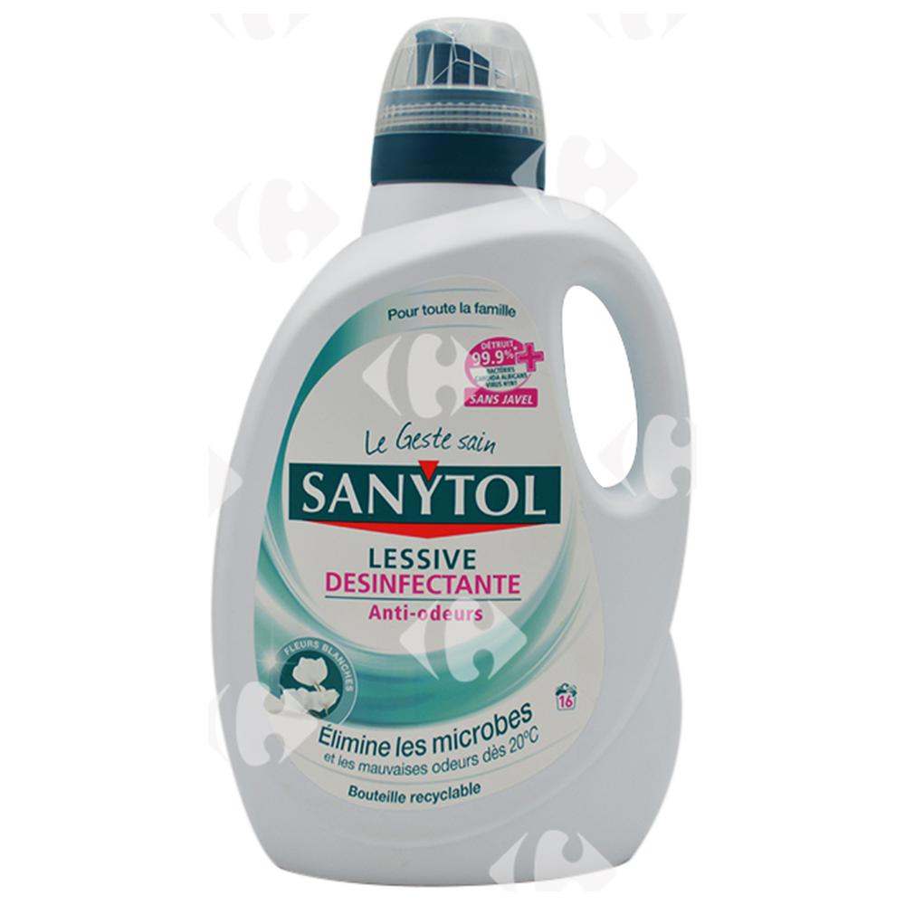 [636237] Détergent Lessive Liquide Désinfectant Fleurs Blanches Sanytol 1,65L.