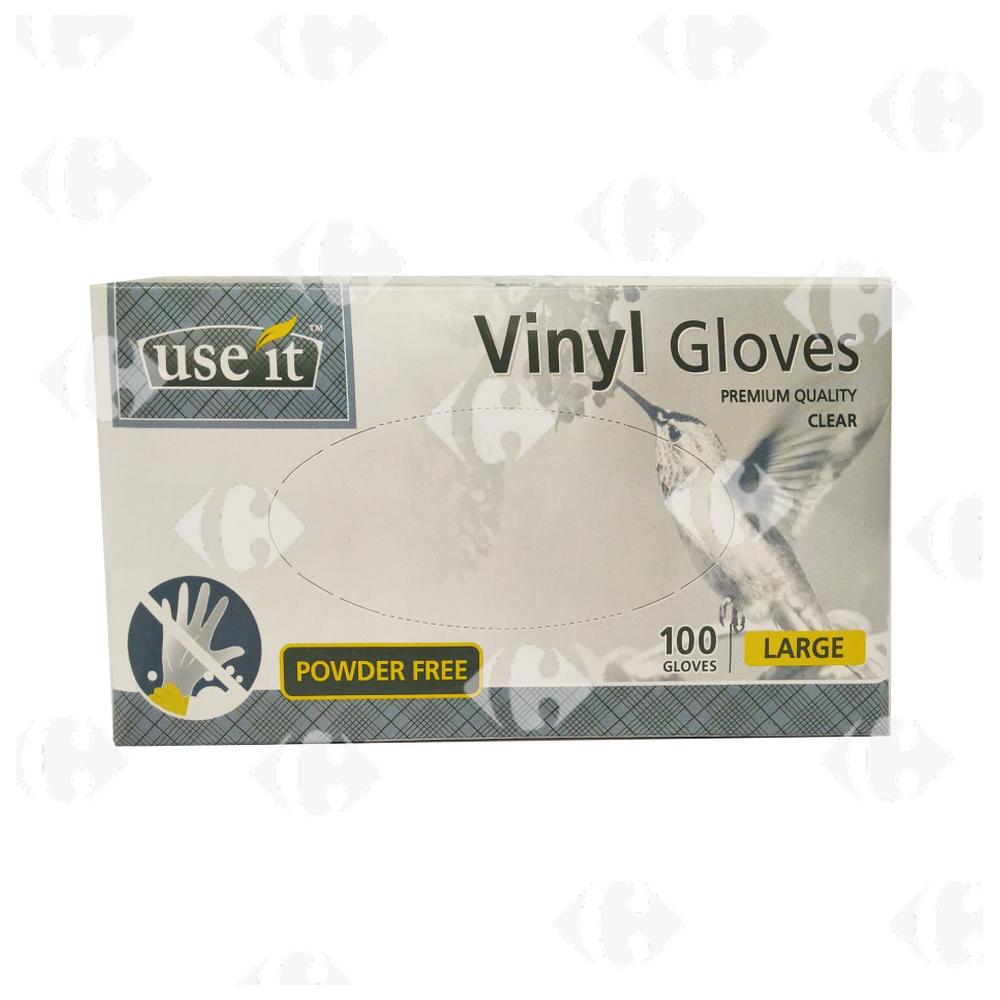 Gants Vinyl Blanc Sans Poudre Grand Use It 100 unités