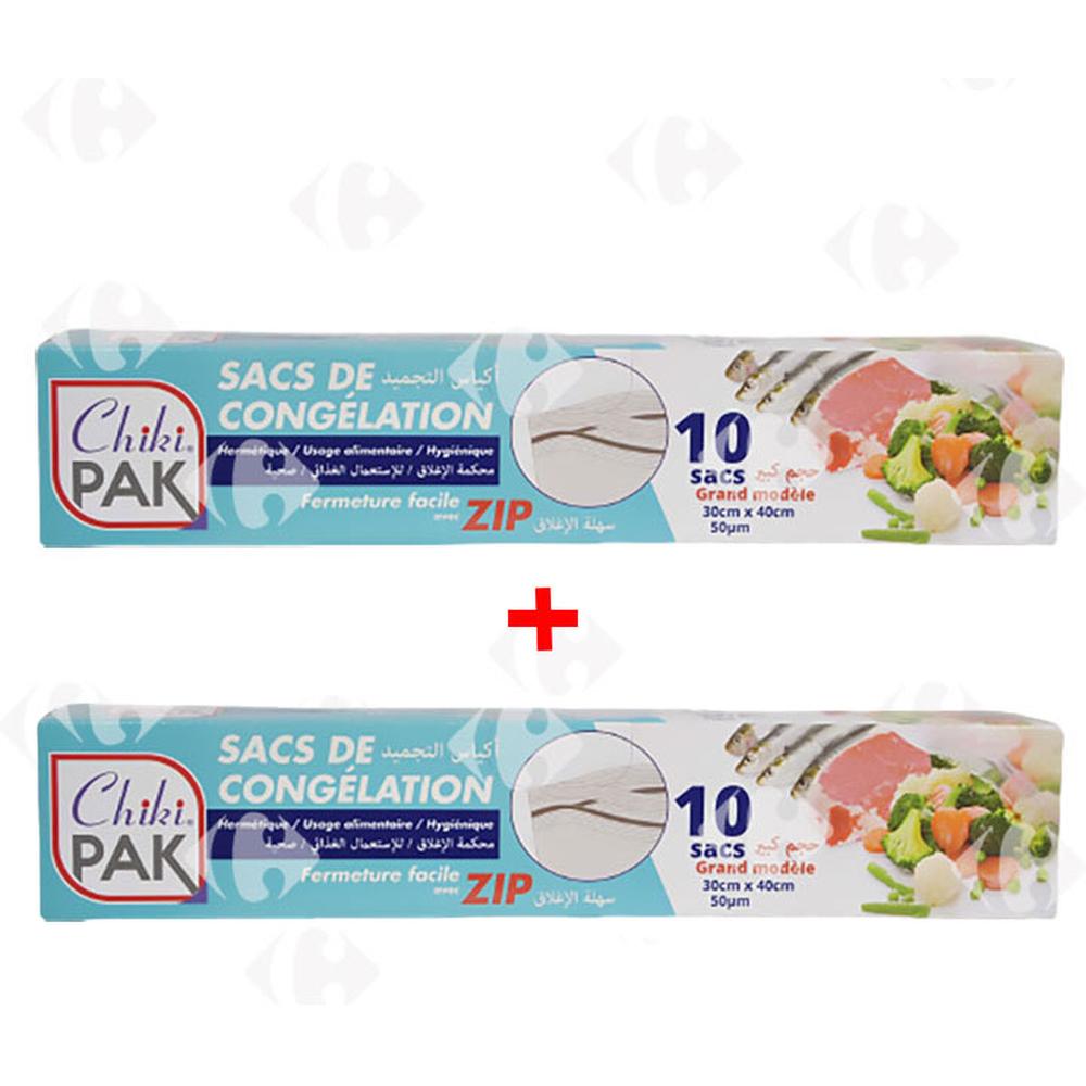 [683633] Lot de 2 sacs de congélation Chikipak 10 unités 30x40cm (2ème -50%)