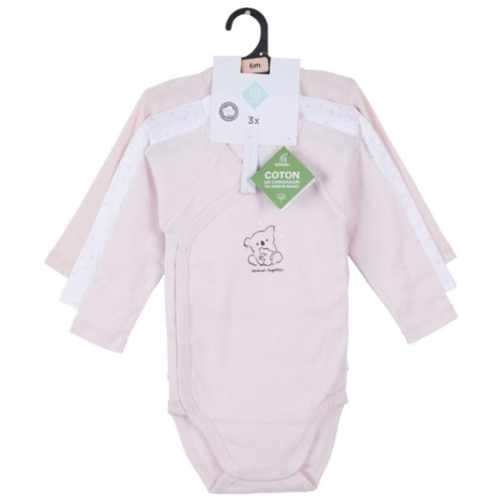 Body Bébé Rose/Blanc 100% Coton 1 mois Tex BaBy