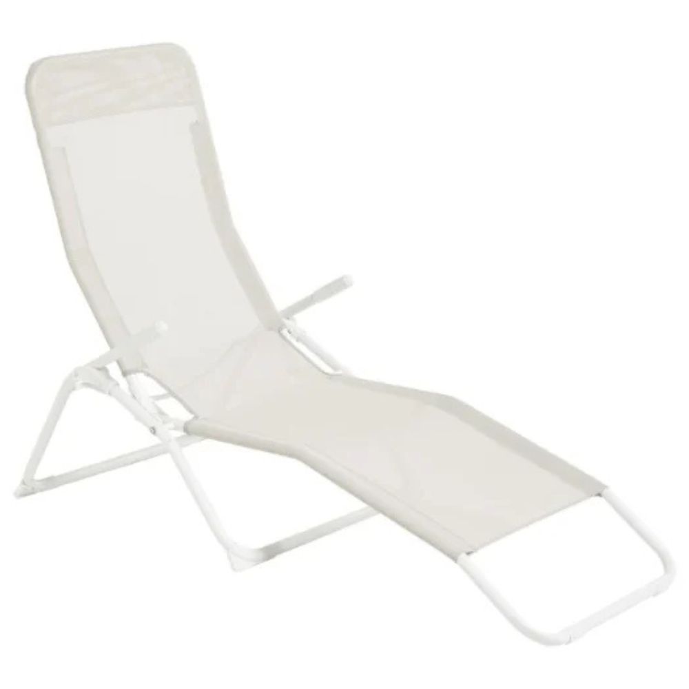 Bain de Soleil Transat Beige Clair 134x61x17.5 cm