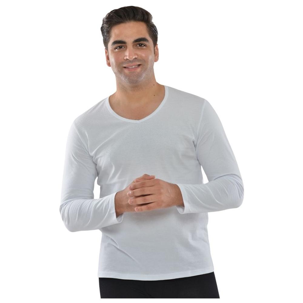 Pull Homme à Manches Longues Col V Blanc - Taille S