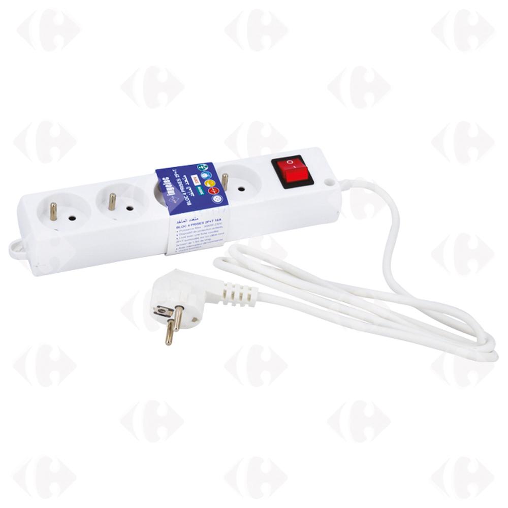 [408586] Multiprises 4X2P+T 1,5M Blanc Ingelec