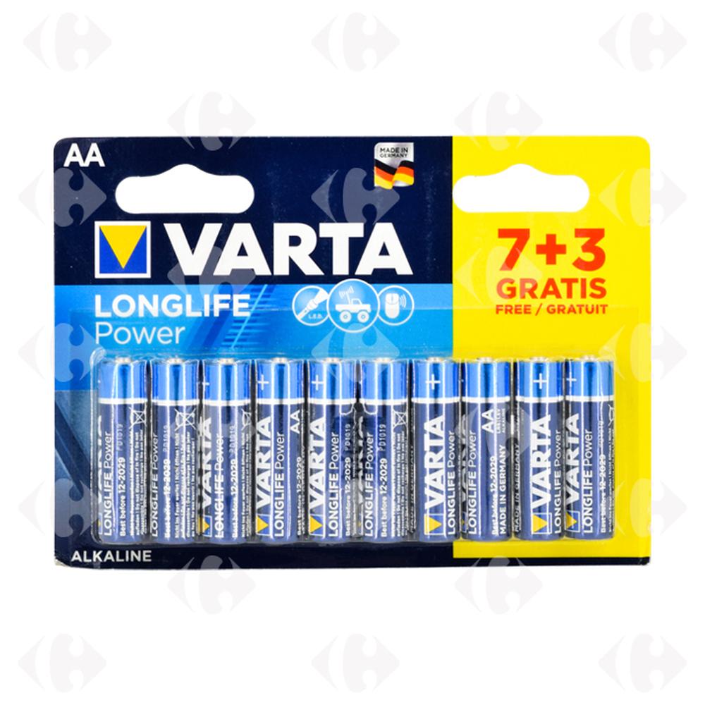 [651234] Piles AA Longlife Power Pack Varta 10 unités.