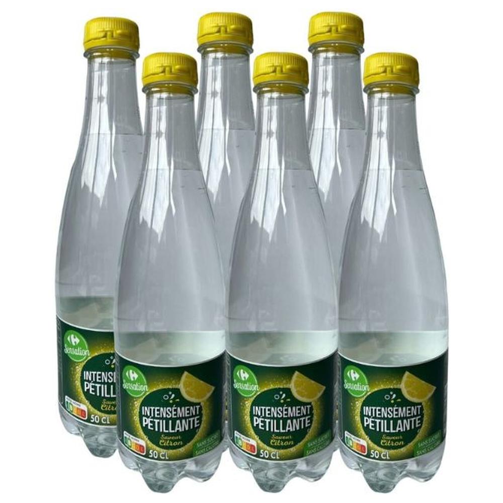 [709016] Eau Pétillante au Citron Carrefour Sensation 6x50cl