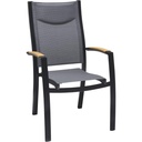 Chaise de Jardin Louga en Aluminium Noir et Bois Eucalyptus 60x58x89 cm