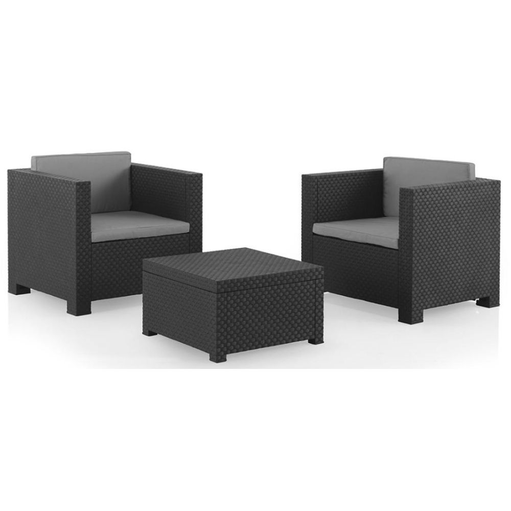 [674941] Salon de Jardin Bas Diva Grafit 3 pièces