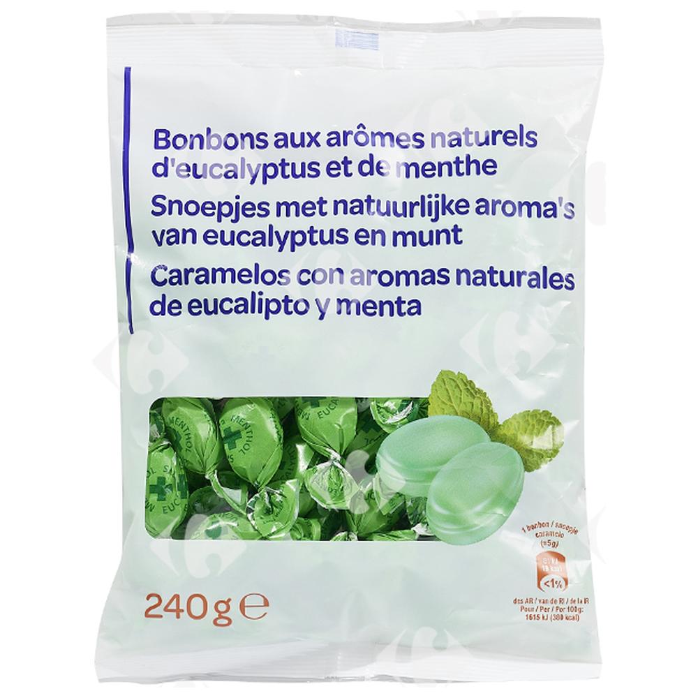 [231115] Bonbons aux Arômes Naturels d'Eucalyptus et de Menthe Carrefour Blanc 240g
