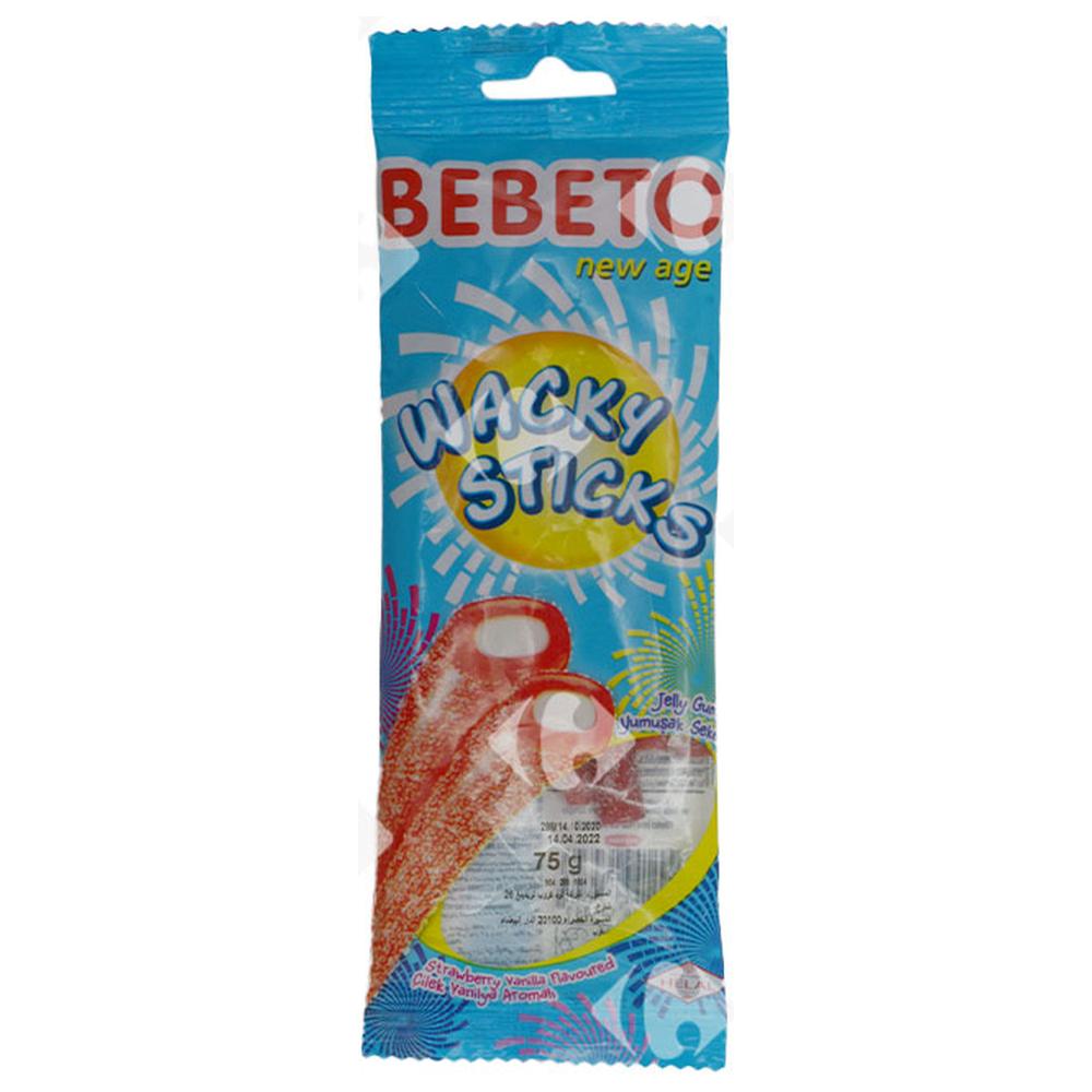 [394226] Gommes Wacky Sticks Fraise Vanille Bebeto 75g