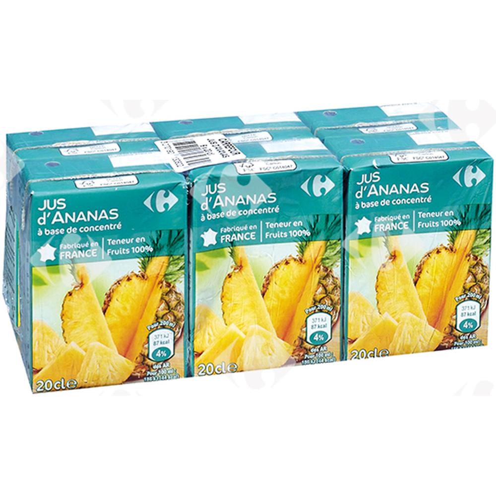 [185028] Pack Pur Jus d'Ananas Carrefour 6x20cl