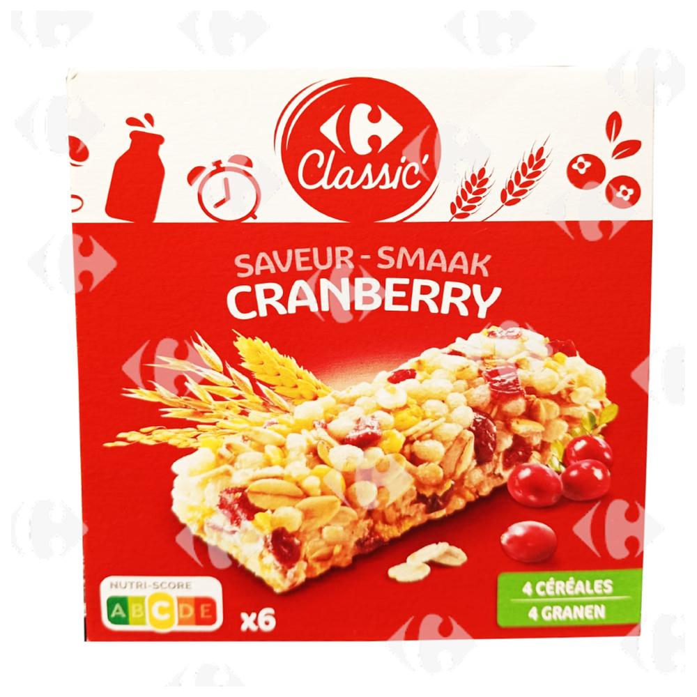 Barres de Céréales au Cranberry Carrefour 125g