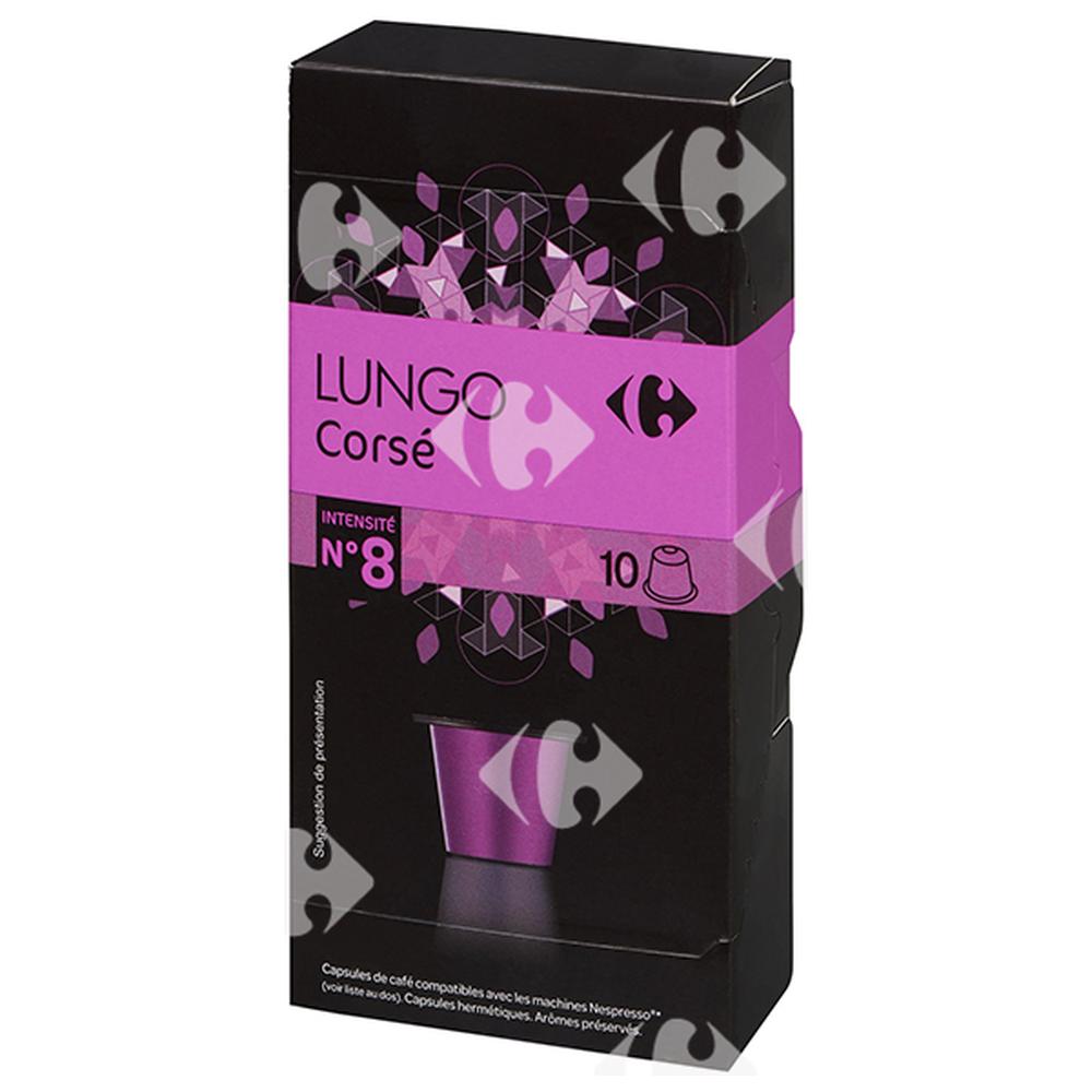 [637734] Café en Capsules Lungo Corsé Carrefour N8x10