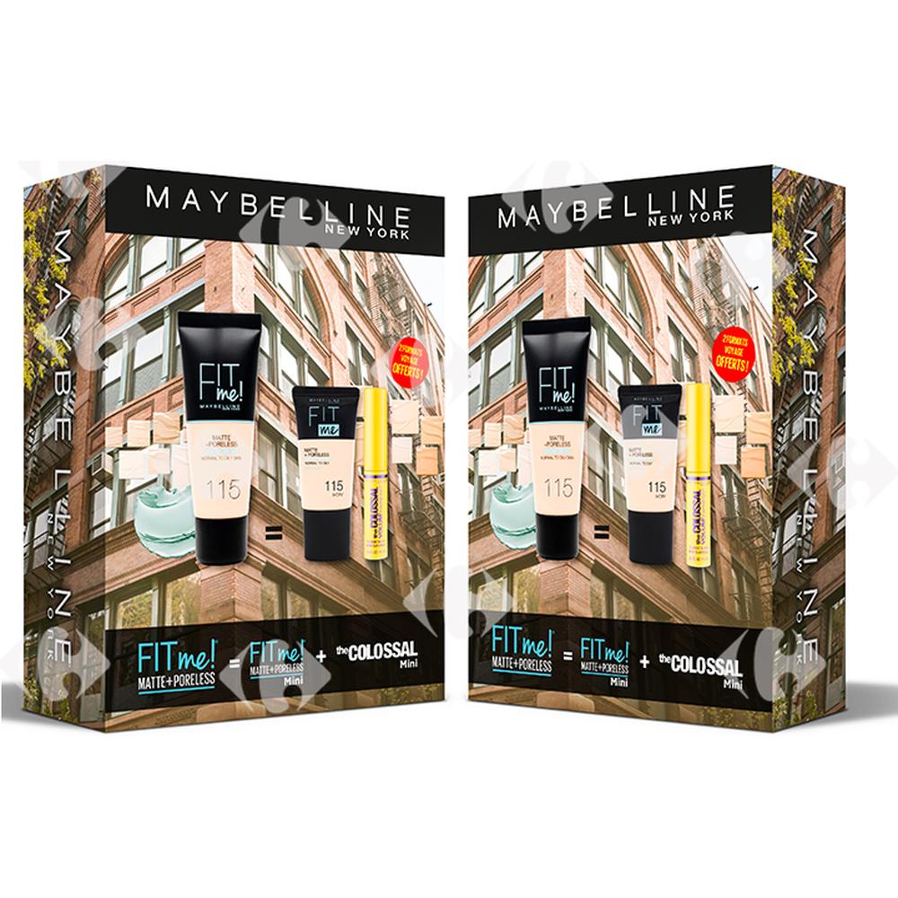 Pack Fond De Teint Fit Me Maybelline Matte 115 +Mini Colossal Fit Me Maybelline 18ml