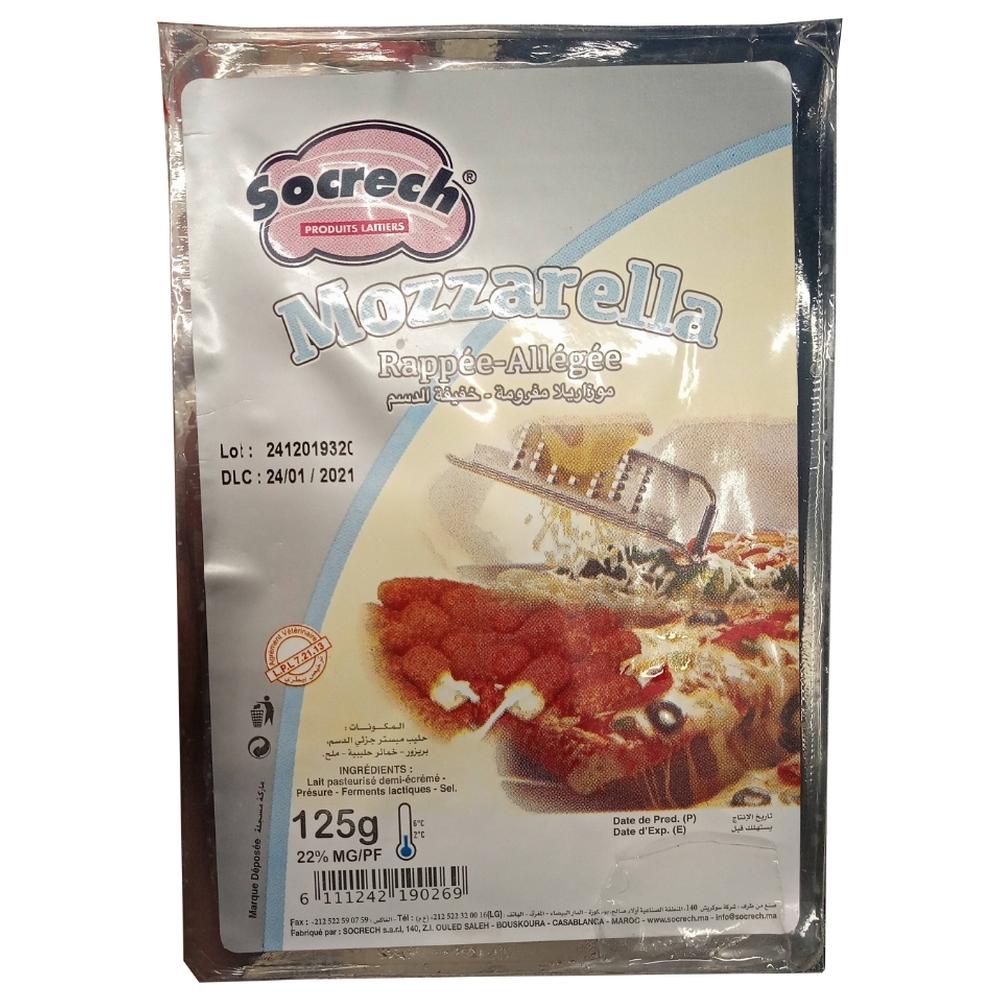 [73617] Fromage Mozzarella Light Râpée Socrech 125g