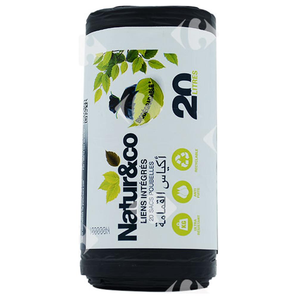 [570534] Sac Poubelle Lien Classique Résistant Biodégradable 20L Natur&Co 20 unités