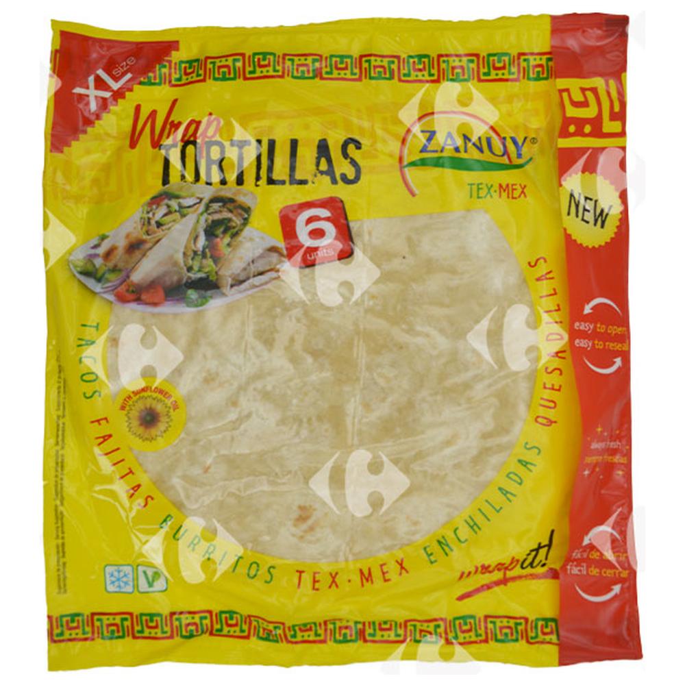Tortillas Wrap de Blé Size Xl Zanuy 375g 6 feuilles