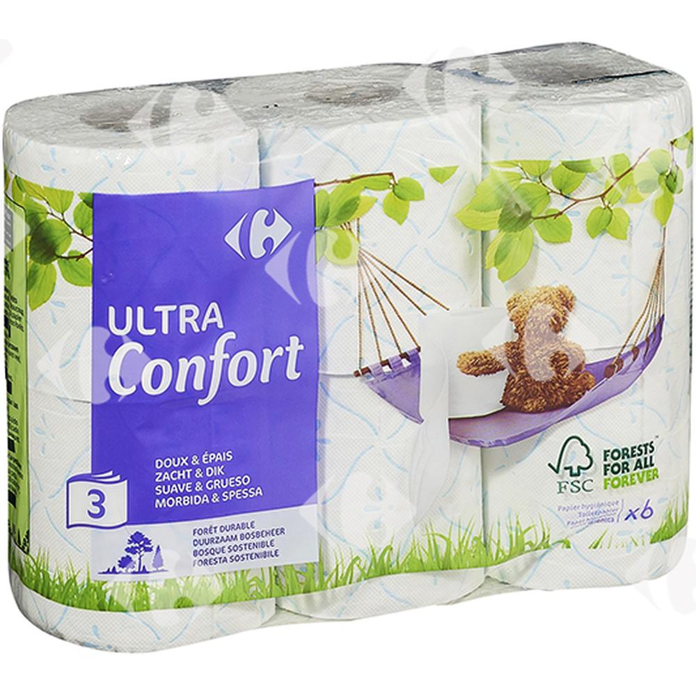 [530785] Papier Hygiénique Ultra Confort Carrefour 6 unités