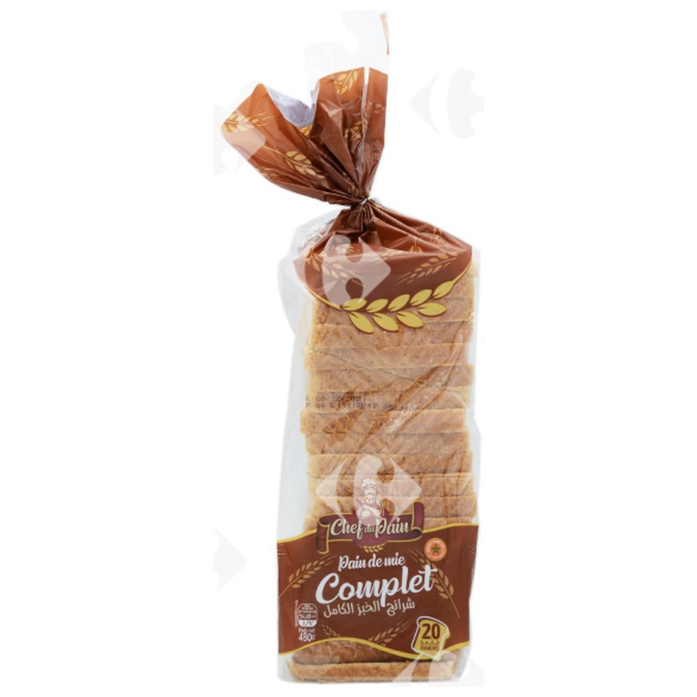 [656092] Pain de Mie Complet Chef du Pain 20 pièces 480g
