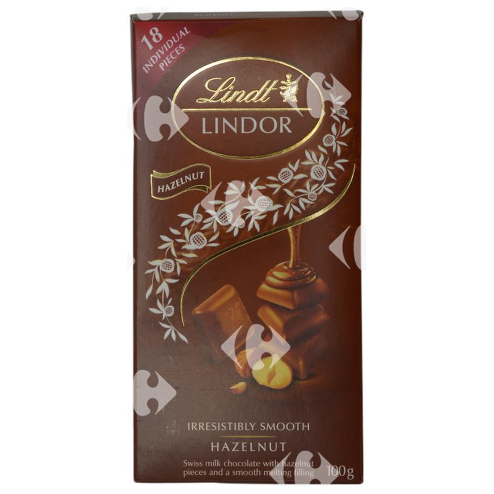 [70869] Tablette de Chocolat au Lait aux Noisettes Lindor Lindt 100g