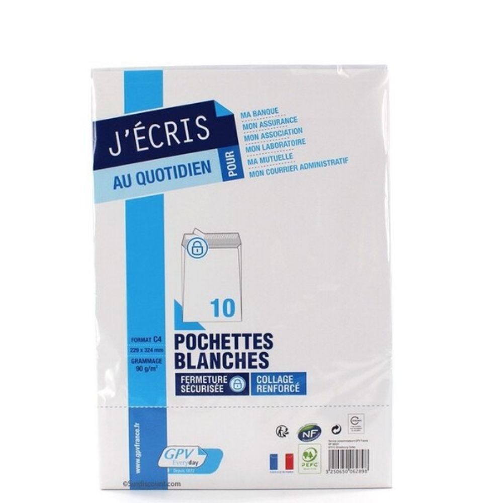 [403687] Paquet de 10 Enveloppes Blanche 229x324mm