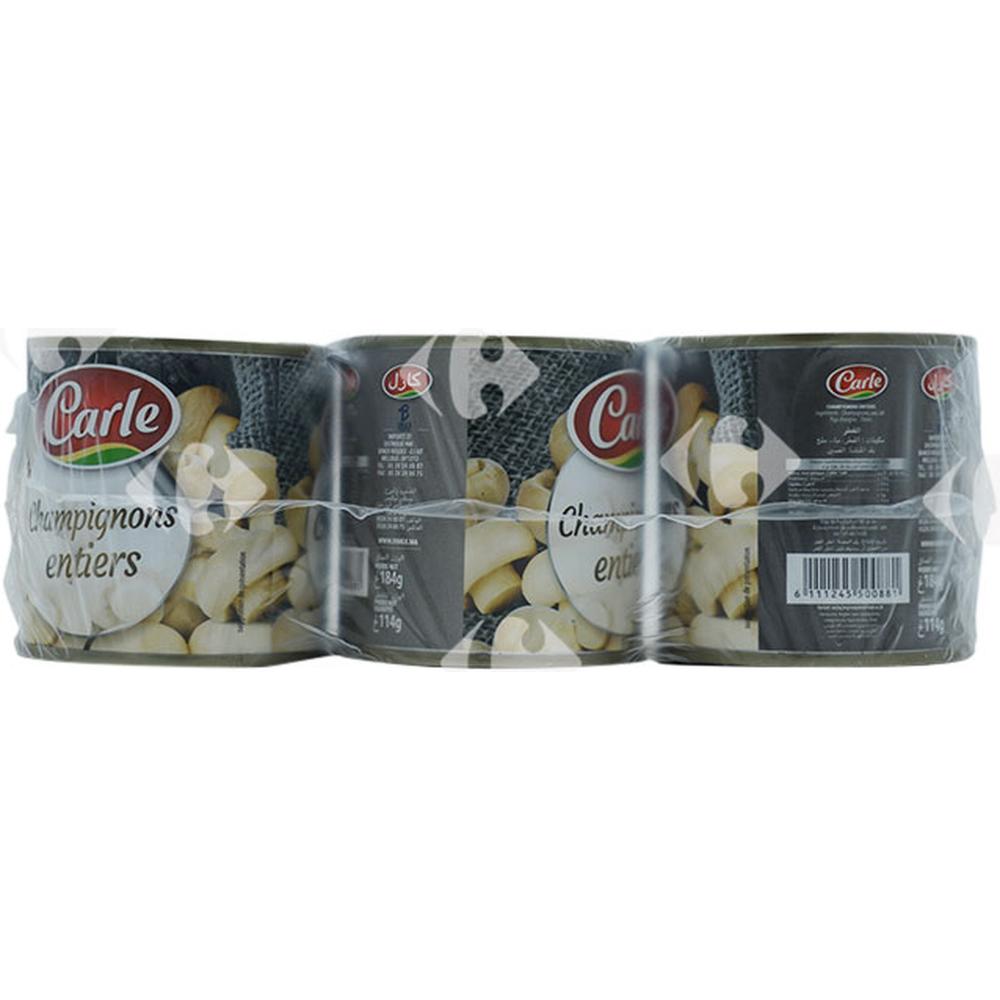 Pack de Trois de Conserves de Champignons Entiers Carle 200g