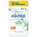 Serviettes Hygiéniques 100% Hypoallergenic Cotton Normal Always 22 unités