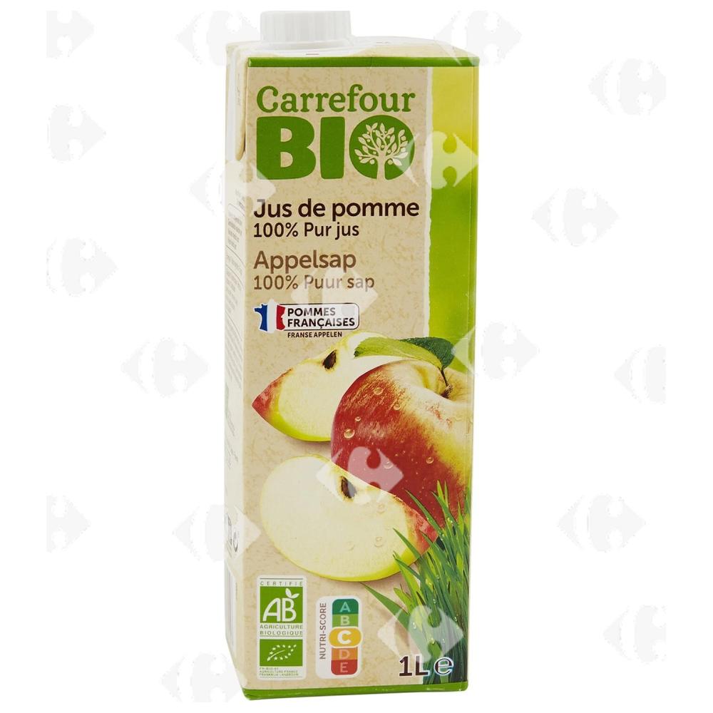 [638075] Jus de Pomme Bio 100% Pur Jus Carrefour Bio 1L.