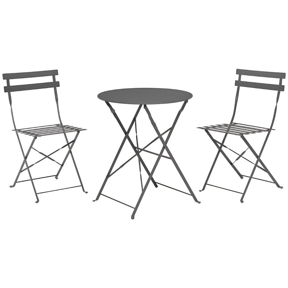 [679742] Table 2 Chaisses en Gris en Acier avec une Table