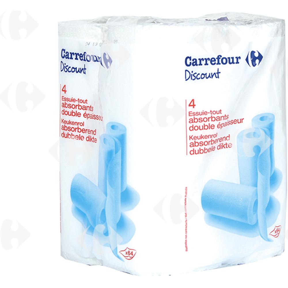 [185157] Essuie Tout Blanc Carrefour Blanc 4 rouleaux