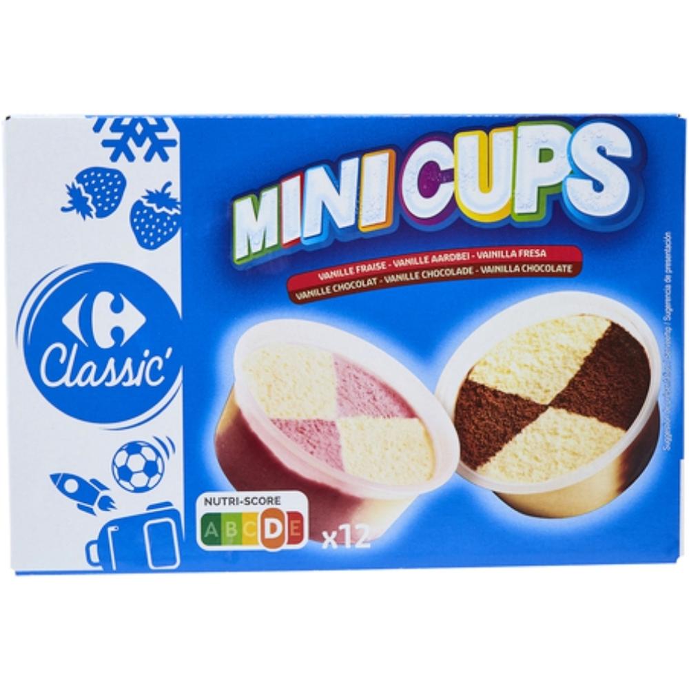 [412902] Mini Pots Glace Vanille Chocolat Vanille Fraise Carrefour 12 unités 60ml