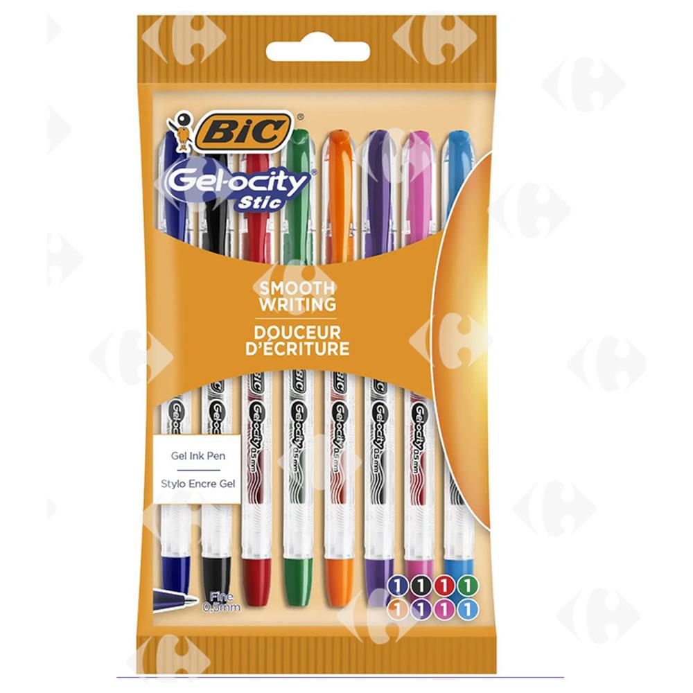 [667513] Stylo Gel-ocity Stic Gel Pens Fine Point (0.5 mm) BIC 8 pièces