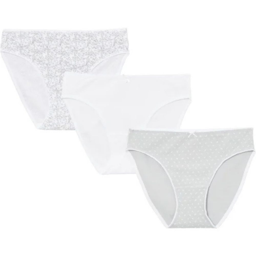 [711911] Lot 3 Slips Femme Coton Fantaisie Bio Blanc