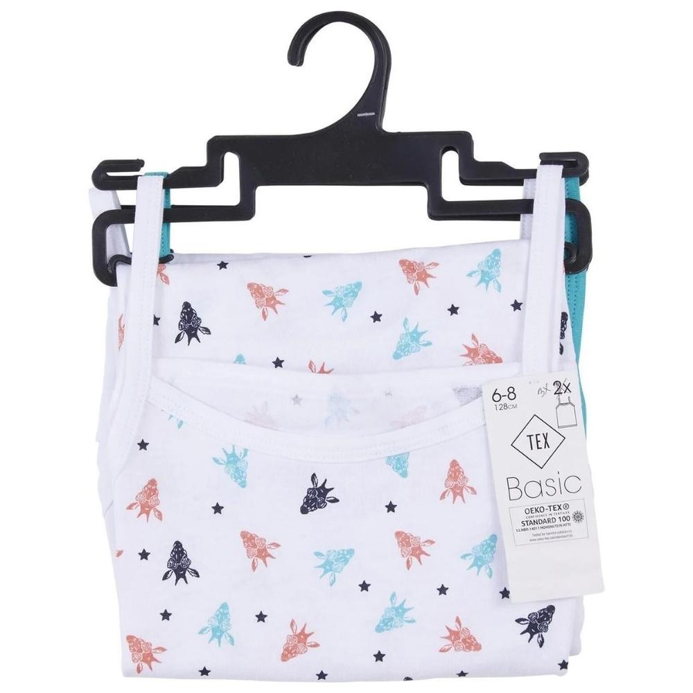 [711647] Caraco Fille Blanc/Turquoise 100% Coton
