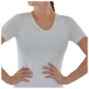 T-shirt Femme à Manches Courtes Col V avec Dentelle Blanc - Taille XL