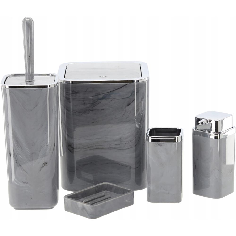 Set de Salle de Bain Rectangulaire Marbre Chrome Okyanus 5 pièces.