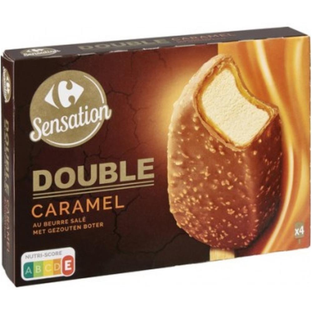 Bâton Glace Double Caramel Carrefour 4 unités 100ml.