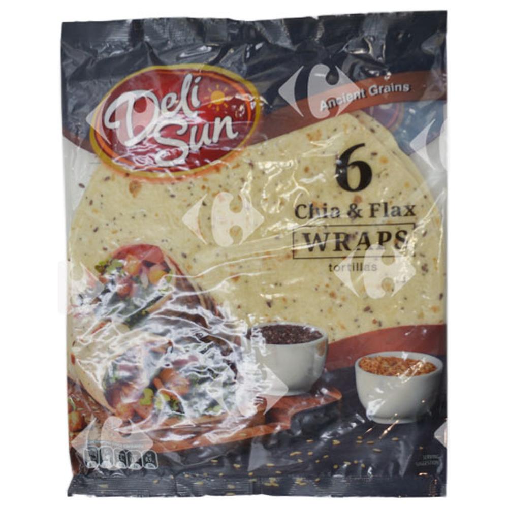 Wraps de Chia Et de Lin Deli Sun 360g 6 feuilles.