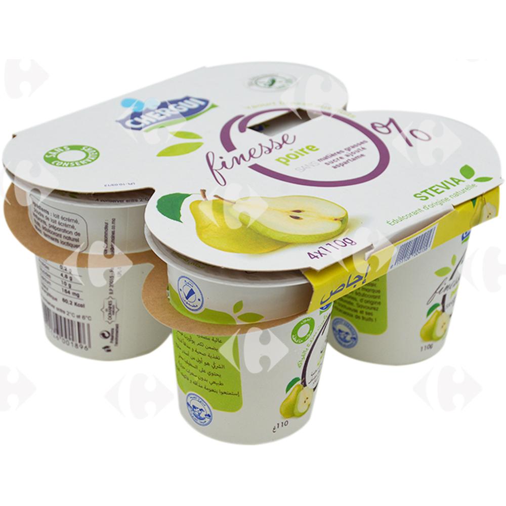 [550981] Pack Yaourt Brassé Poire 0% Finesse Chergui 4x110g.