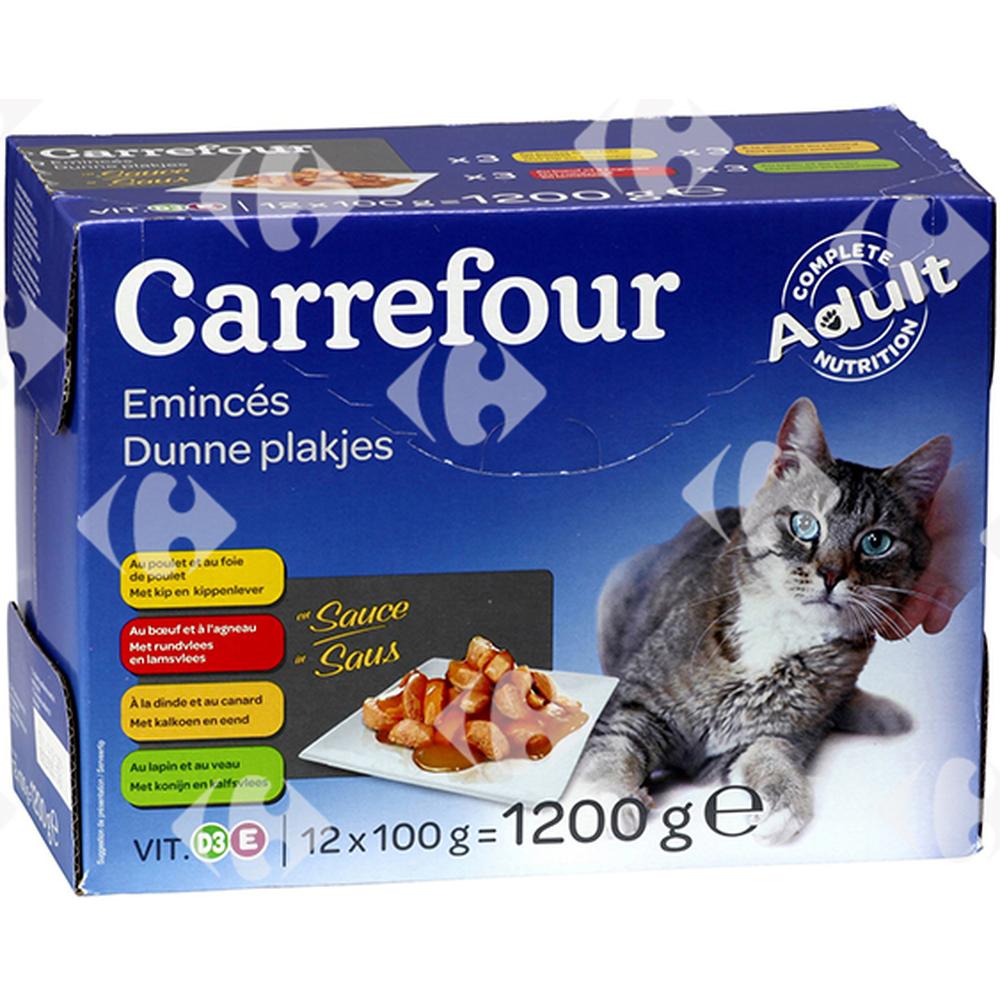 [508662] Assortiment de Pâtée pour Chats Émincés en Sauce Carrefour 12x100g