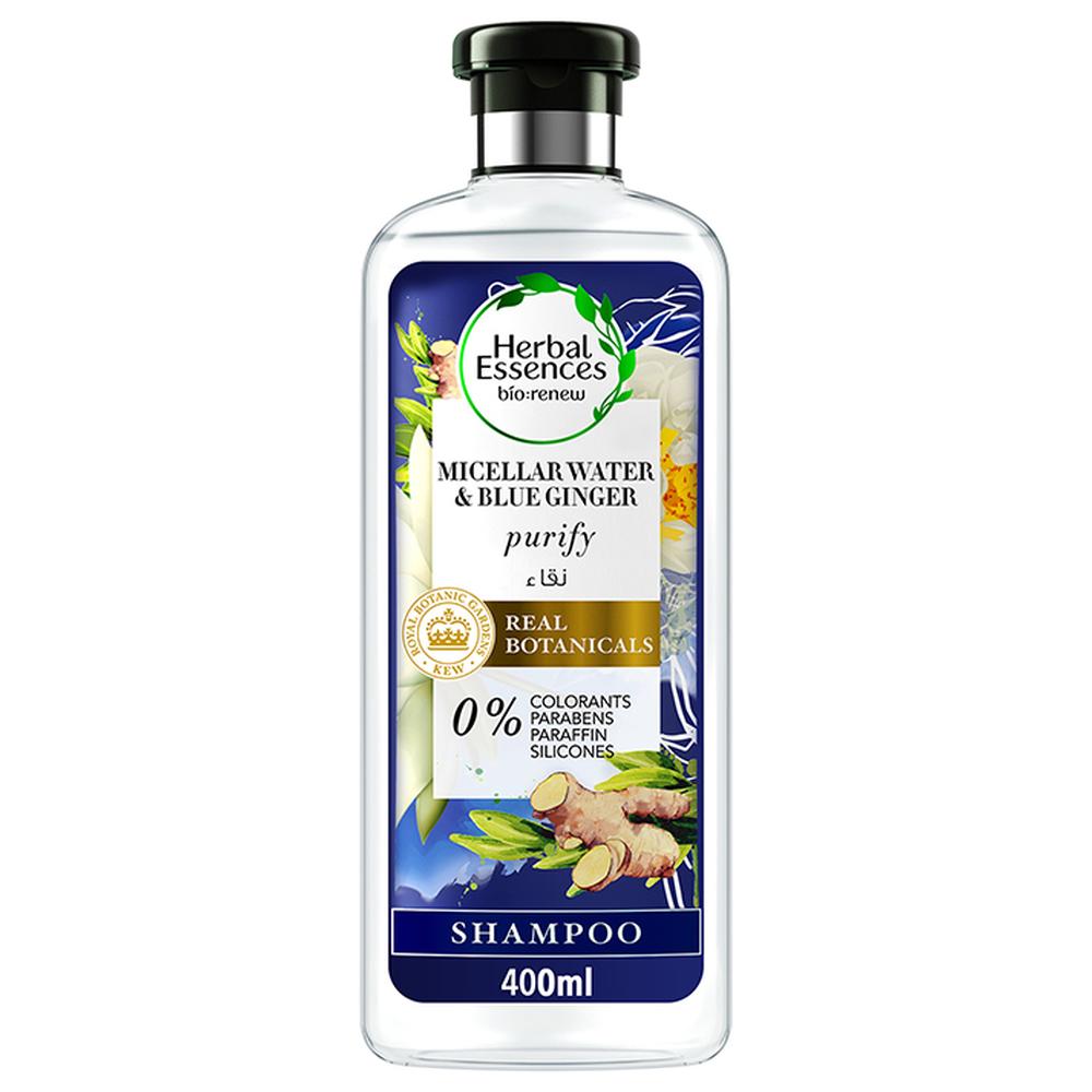 [659367] Shampooing purifiant bio Renew Eau Micellaire & Gingembre Bleu Herbal Essences 400ml