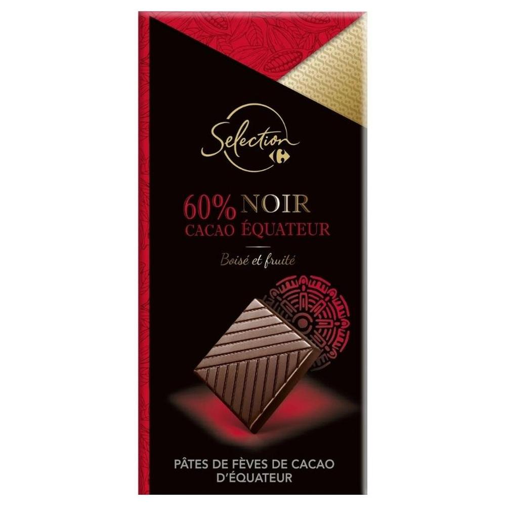 Tablette Chocolat Noir 60% Cacao Carrefour Selection 80g