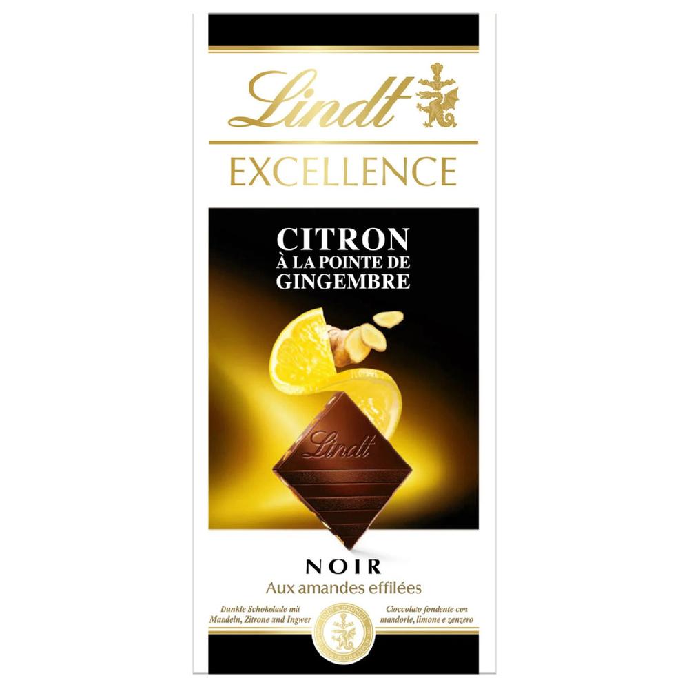 [713789] Tablette Chocolat Citron Gingembre Excellence Lindt 100g.