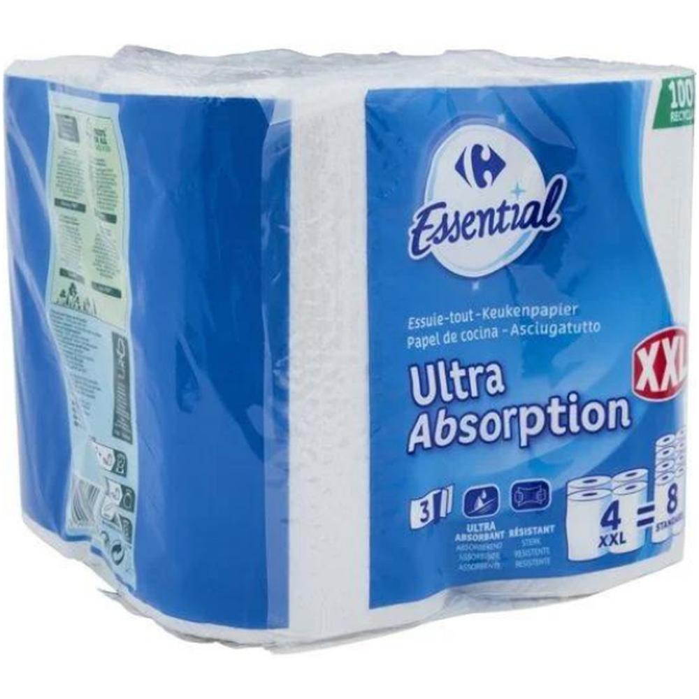 [530622] Essuie-tout Ultra Absorption XXL Carrefour Essential 4 unités