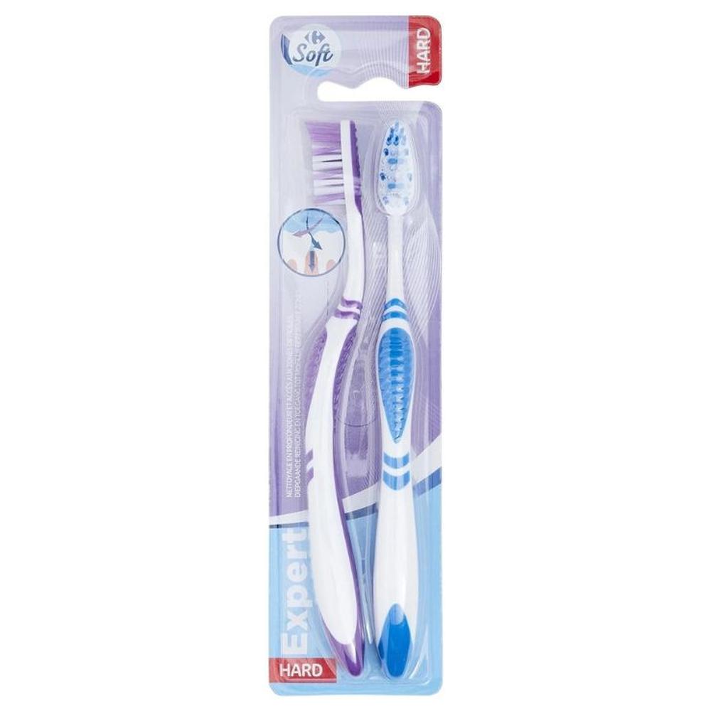 [705480] Brosse à Dents Expert Dure Carrefour Soft 2 unités