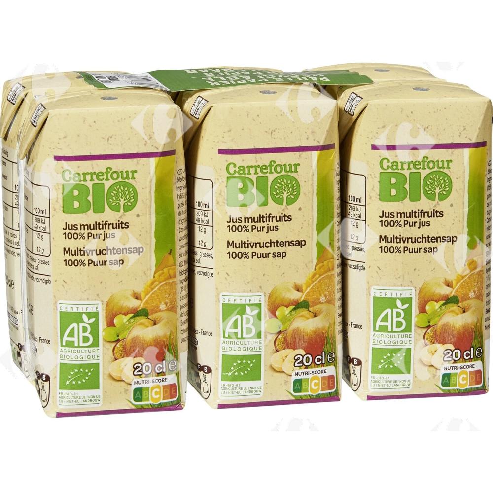 [665199] Pack Jus de Fruits Pur Bio Multifruits Carrefour Bio 6x20cl