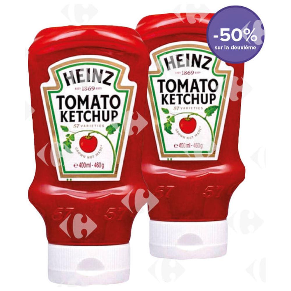 [690676] Lot de 2 Ketchup Heinz 460g (2ème à 50%).